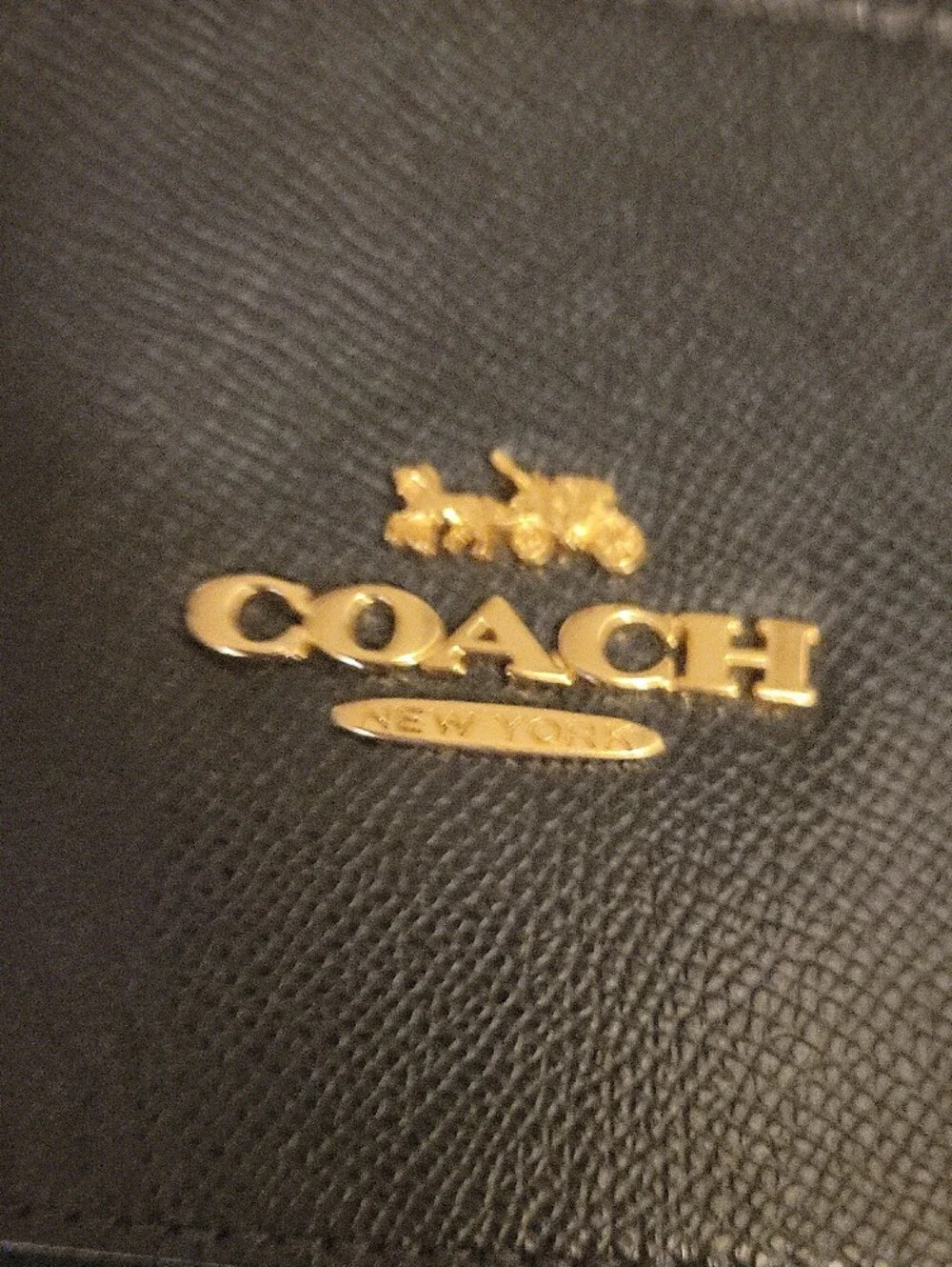 COACH Black Leather Tote Bag with Gold Hardware